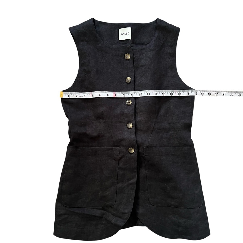 Posse Emma Linen Black Vest Size Medium - Picture 9 of 10